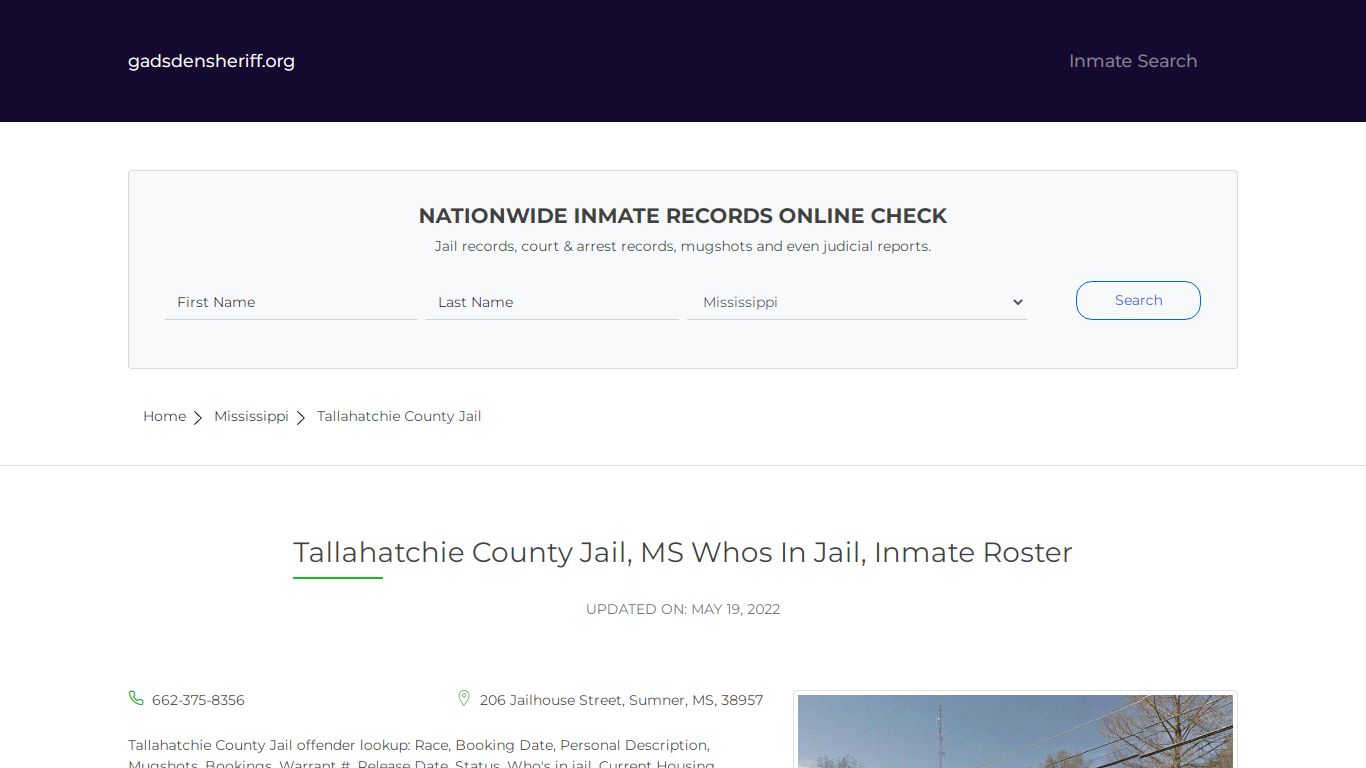 Tallahatchie County Jail, MS Inmate Roster, Whos In Jail